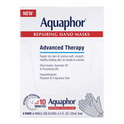 Aquaphor Repairing Hand Masks  Moisturizing Gloves for Dry Hands  Hand Moisturizer for Dry Skin with Avocado Oil and Shea But ...