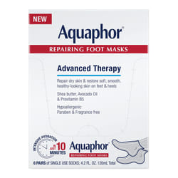 Aquaphor Repairing Foot Masks  Moisturizing Socks for Dry Feet  Hydrating Foot Care Treatment with Avocado Oil and Shea Butter  Pack of 6