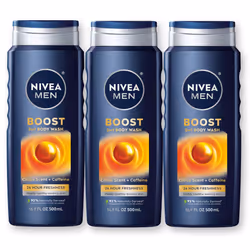 NIVEA MEN Boost 3-in-1 Body Wash, Citrus Scent and Caffeine Enriched Men's Body Wash Cleanses Face, Body and Hair, 16.9 Fl Oz ...