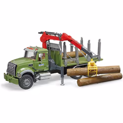 Mack Granite Timber Truck with Loading Crane and 3 Trunks