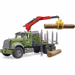 Mack Granite Timber Truck with Loading Crane and 3 Trunks