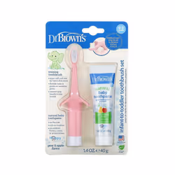 Dr. Brown's, Infant to Toddler Toothbrush Set, Pear & Apple, Pink