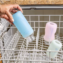 Dr Brown's Natural Flow Flow Options+ Glass Baby Bottle Sleeves, 100 Percent Silicone, Wide Neck, 150 ml/5oz, Mint