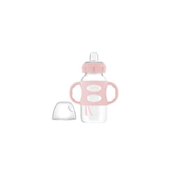 Dr Brown's Milestones Wide-Neck Sippy Bottle with 100% Silicone Handles, Easy-Grip Bottle with Soft Sippy Spout, 9oz/270mL, 6m+, Light Pink, 1-Pack,
