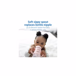 Dr Brown's Milestones Wide-Neck Sippy Bottle with 100% Silicone Handles, Easy-Grip Bottle with Soft Sippy Spout, 9oz/270mL, 6m+, Light Pink, 1-Pack,
