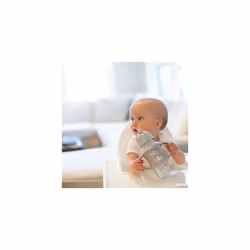 Dr. Brown's Milestones Wide-Neck Sippy Straw Bottle with 100% Silicone Handles, 9oz/270mL, Gray & Green, 2 Pack, 6m+