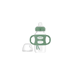 Milestones Wide-Neck Sippy Bottle with 100% Silicone Handles, Easy-Grip Bottle with Soft Sippy Spout, 9oz/270ml, 6m+, Khaki Green, 1-Pack, BPA Free