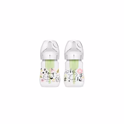 Dr Brown's Anti-Colic Options+ Wide-Neck Baby Bottle, 5oz/150ml, 2-Pack - Woodland Design