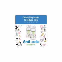 Dr Brown's Anti-Colic Options+ Wide-Neck Baby Bottle, 5oz/150ml, 2-Pack - Woodland Design