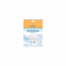 Dr. Brown's Natural Flow Anti-Colic Options+ Wide-Neck Baby Bottle, 5oz/150ml, with Level 1 Teats, 2-Pack, Elephant