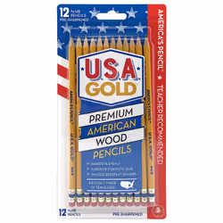 Write Dudes USA Gold Premium Cedar No. 2 Pre-Sharpened Pencils 12-Count (DDR56)