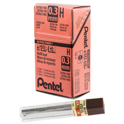 Pentel Super Hi-Polymer Lead  0.3mm  Extra Fine  H  12 Piece/tube  Box of 12 300-H