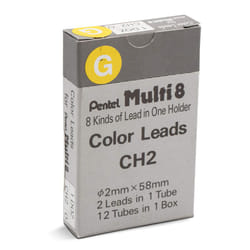 Pentel Arts 8 Colour Pencil Lead Refill  Yellow  24 Pieces of Lead (CH2-G)