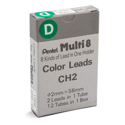 Pentel Arts 8 Colour Pencil Lead Refill  Green  24 Pieces of Lead (CH2-D)