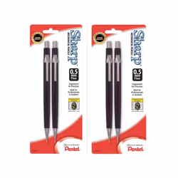 Pentel Automatic Sharp Mechanical Pencils  0.5 mm  Black  Pack Of 4