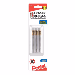 Pentel Eraser Refills For Mechanical Pencils  White  Pack Of 12