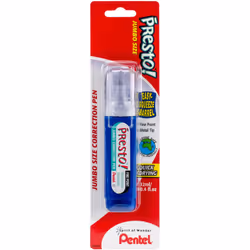 Pentel Presto! Jumbo Correction Pen Fine Point Metal Tip White 12 ml/0.4 fl.oz. 1 Pack (ZL31WBP-K6)