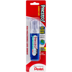 Pentel Presto! Jumbo Correction Pen  Fine Point  Metal Tip  White  12 ml/0.4 fl.oz. 1 Pack (ZL31WBP-K6)