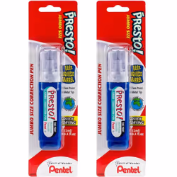 Pentel Presto! Jumbo Correction Pen Fine Point Metal Tip White 12 ml/0.4 fl.oz. 2 Pack (ZL31WBP-K6)