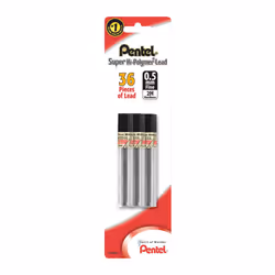 Pentel Super Hi-Polymer Fine Line Lead Refills 0.5 mm 2H Hardness Pack of 36