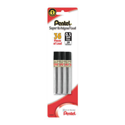 Pentel Super Hi-Polymer Fine Line Lead Refills  0.5 mm  2H Hardness  Pack of 36