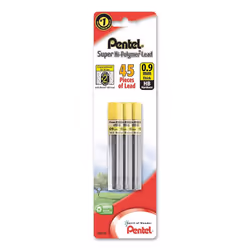 Pentel Super Hi-Polymer Leads 0.9 mm HB Medium 12 Leads Per Tube Pack of 3 Tubes