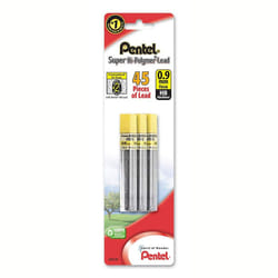 Pentel Super Hi-Polymer Leads  0.9 mm  HB  Medium  12 Leads Per Tube  Pack of 3 Tubes