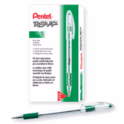 Pentel R.S.V.P. Ballpoint Pen 0.7mm Fine Tip Green Ink Box of 12 (BK90-D)