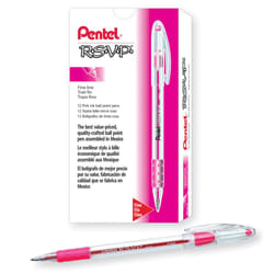 Pentel R.S.V.P. Ballpoint Pen  0.7mm Fine Tip  Pink Ink  Box of 12 (BK90-P)