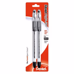 Pentel RSVP Ballpoint Pen Fine Line Black Ink 2 Pack BK90BP2A