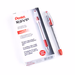 Pentel BK91B R.S.V.P. Stick Ballpoint Pen 1mm Trans Barrel Red Ink Dozen