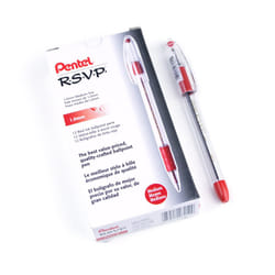 Pentel BK91B R.S.V.P. Stick Ballpoint Pen  1mm  Trans Barrel  Red Ink  Dozen