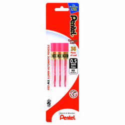 Pentel Refill Lead  0.5mm  Fine  Red  12 Pieces Per Tube  3 Pack (PPR5