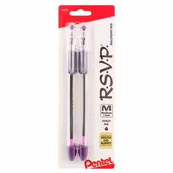Pentel R.S.V.P. Ballpoint Pen Medium Line Violet Ink 2 Pack (BK91BP