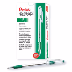 Pentel R.S.V.P. Ballpoint Pen Medium Point Green Ink (BK91-D) 12 Tot