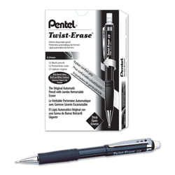 Pentel Twist-Erase III Mechanical Pencil (0.9mm) Black Barrel, 12 Pack (QE519A)