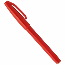 Pentel Sign Pen Stick Porous Point Pen  Fine Point  Red Barrel  Red Ink 12-Count (S520-B)