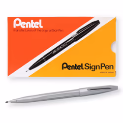Pentel Sign Pen Fiber-Tipped Pen  Gray Ink  Box of 12 (S520-N)