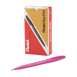 Pentel Sign Pen Fiber-Tipped Pen  Pink Ink 12 Count (S520-P)