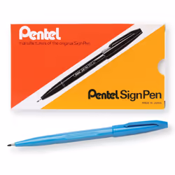 Pentel Arts Sign Pen Fiber-Tipped Pen  Sky Blue Ink  Box of 12 (S520-S