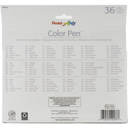 Pentel Arts Color Pen Fine Point Color Markers 36/Pkg-Assorted Colors