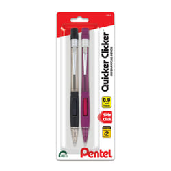 Pentel Quicker Clicker Automatic Pencil  0.9mm  Assorted Barrel Colors  Color May Vary  2 Pack (PD349BP2-K6)