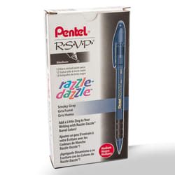 Pentel RSVP Razzle-Dazzle Ballpoint Pen  (1.0mm) Medium Line  Black Barrel  Black Ink  Box of 12 (BK91RDA-A)
