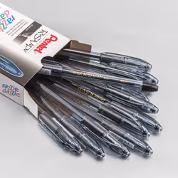 Pentel RSVP Razzle-Dazzle Ballpoint Pen  (1.0mm) Medium Line  Black Barrel  Black Ink  Box of 12 (BK91RDA-A)