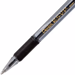 Pentel RSVP Razzle-Dazzle Ballpoint Pen  (1.0mm) Medium Line  Black Barrel  Black Ink  Box of 12 (BK91RDA-A)