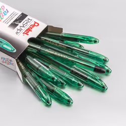 Pentel RSVP Razzle-Dazzle Ballpoint Pen  (1.0mm) Medium Line  Green Barrel  Black Ink  Box of 12 (BK91RDD-A)