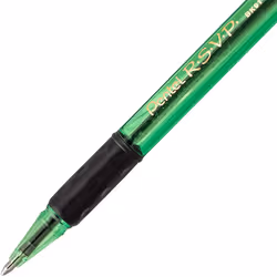 Pentel RSVP Razzle-Dazzle Ballpoint Pen  (1.0mm) Medium Line  Green Barrel  Black Ink  Box of 12 (BK91RDD-A)