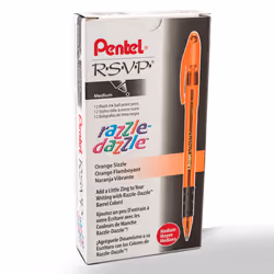 Pentel R.S.V.P. Razzle-Dazzle Ballpoint Pen Medium Line Orange Barre