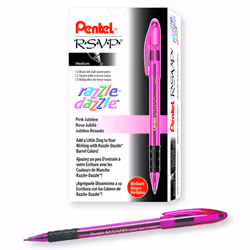 Pentel R.S.V.P. Razzle-Dazzle Ballpoint Pen Medium Line Pink Barrel
