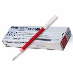 Pentel Refill Ink for BL60 EnerGel Liquid Gel Pen 1.0mm Metal Tip Red Ink Box of 12 (LR10-B-12)
